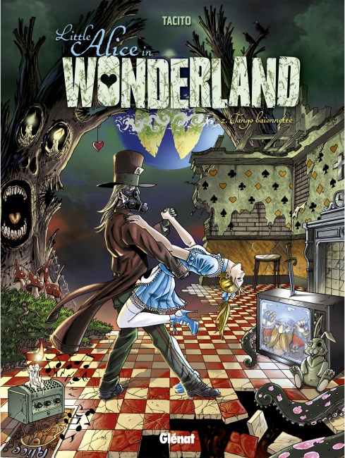 Image d'une Alice adulte dansant avec le chapelier fou