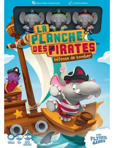 Image d'éléphants pirate sur une planche sur un bateau