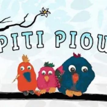 affiche spectacle piti piou avec 3 oiseaux sur une branche